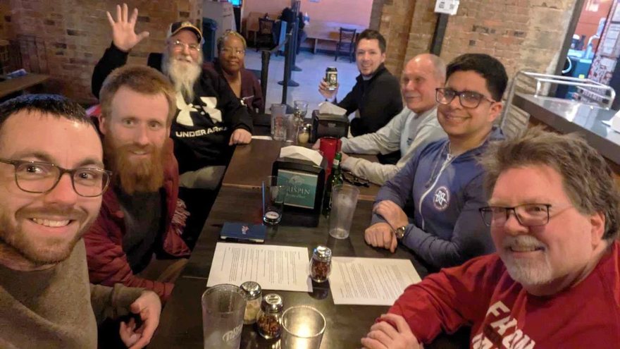 The Beer & Spirituality table at The Depot Pizza & Taps